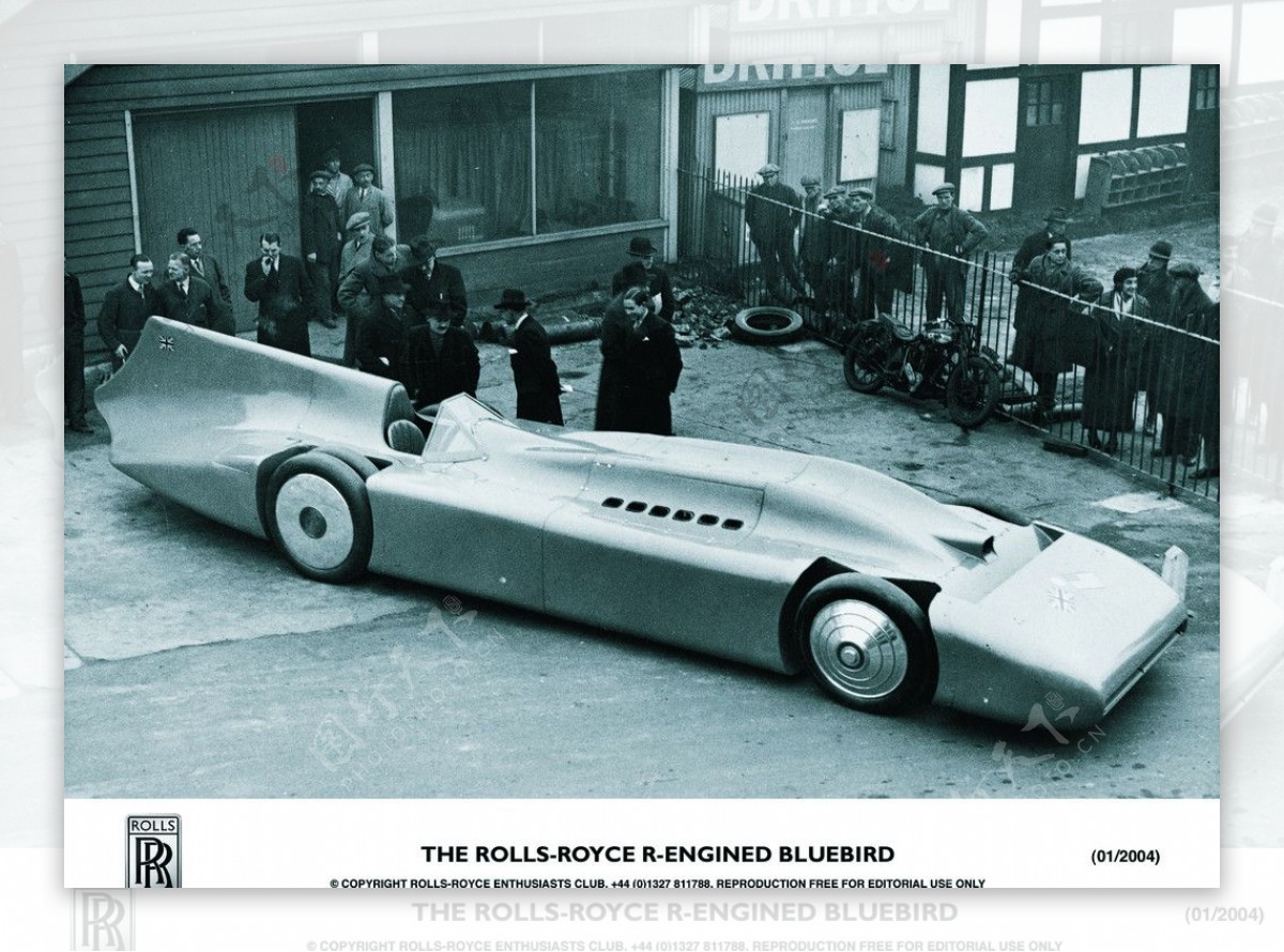 1935年的蓝鸟马尔科姆183坎贝尔驾驶过劳斯莱斯涡轮增压V12引擎图片