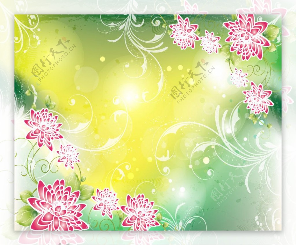 绿色梦幻花纹花朵梦幻背景图片