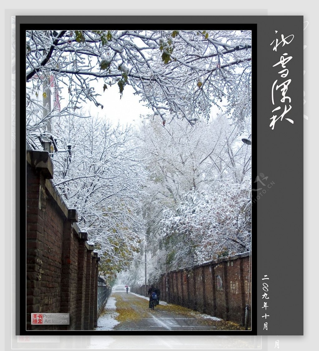 雪北国风光第一场雪北京街道行人图片