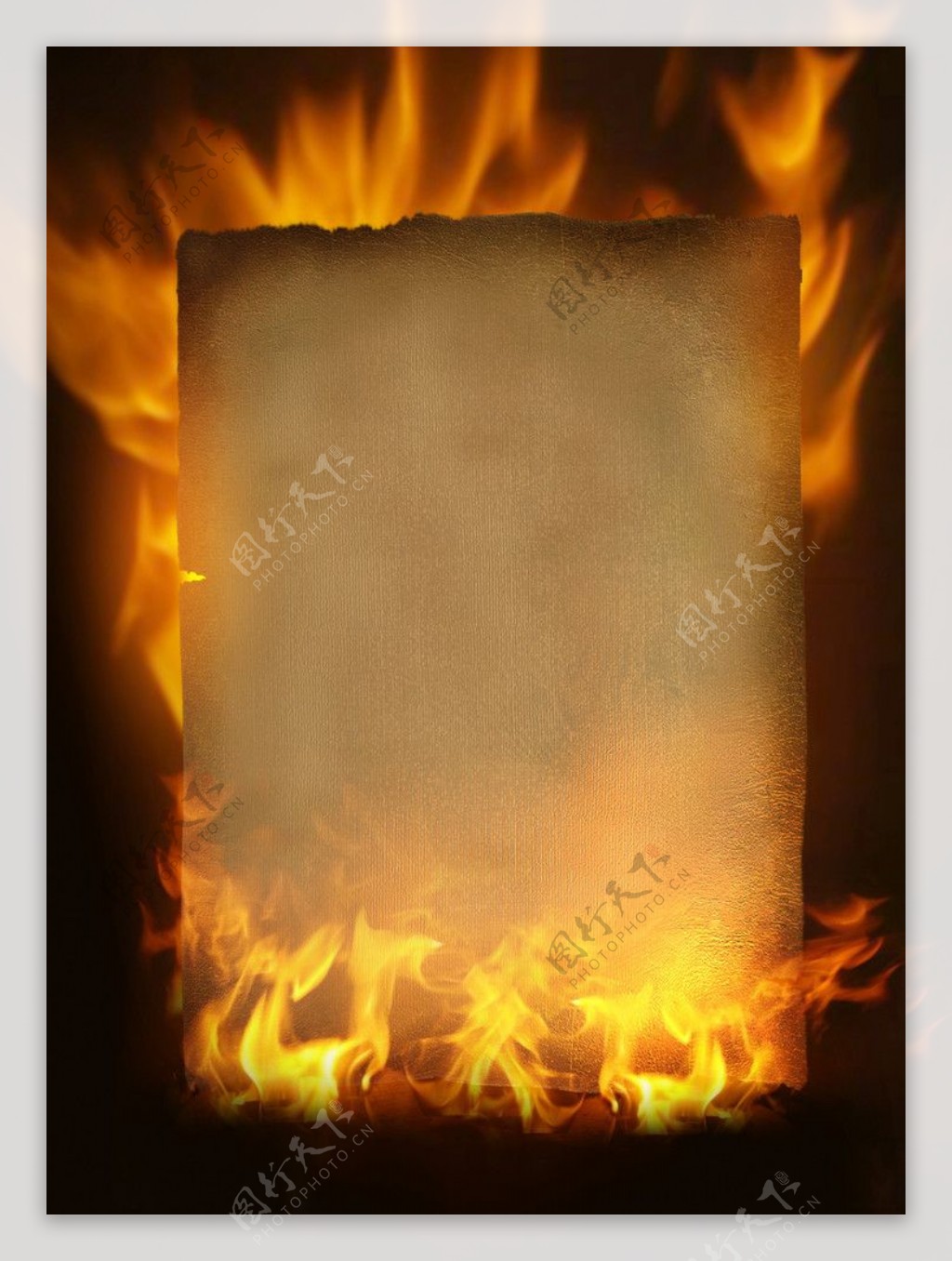 燃烧的牛皮纸图片