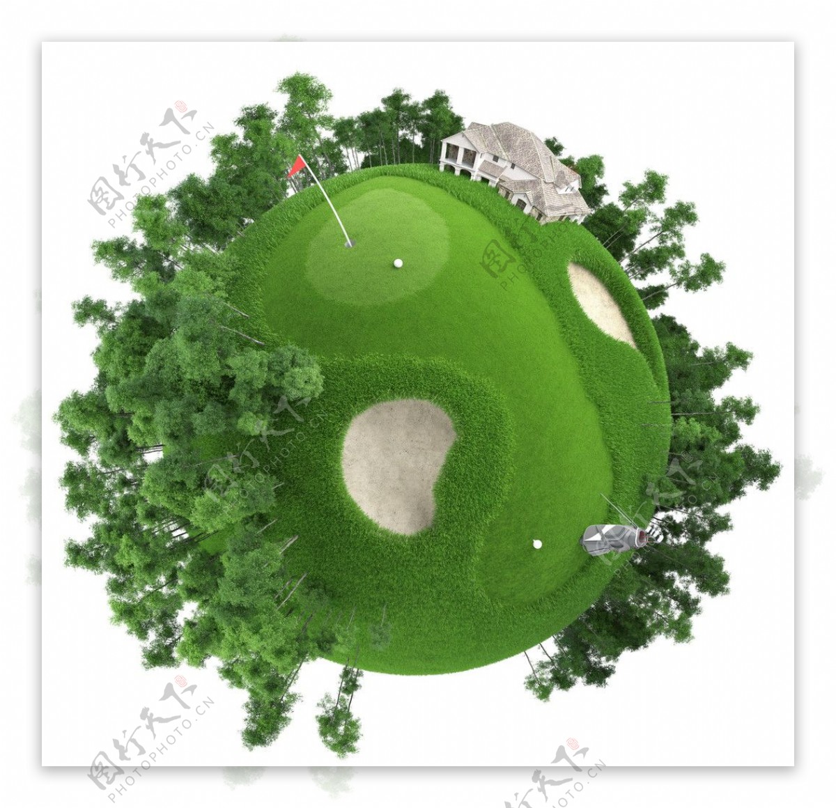 绿色地球高尔夫球场模型图片