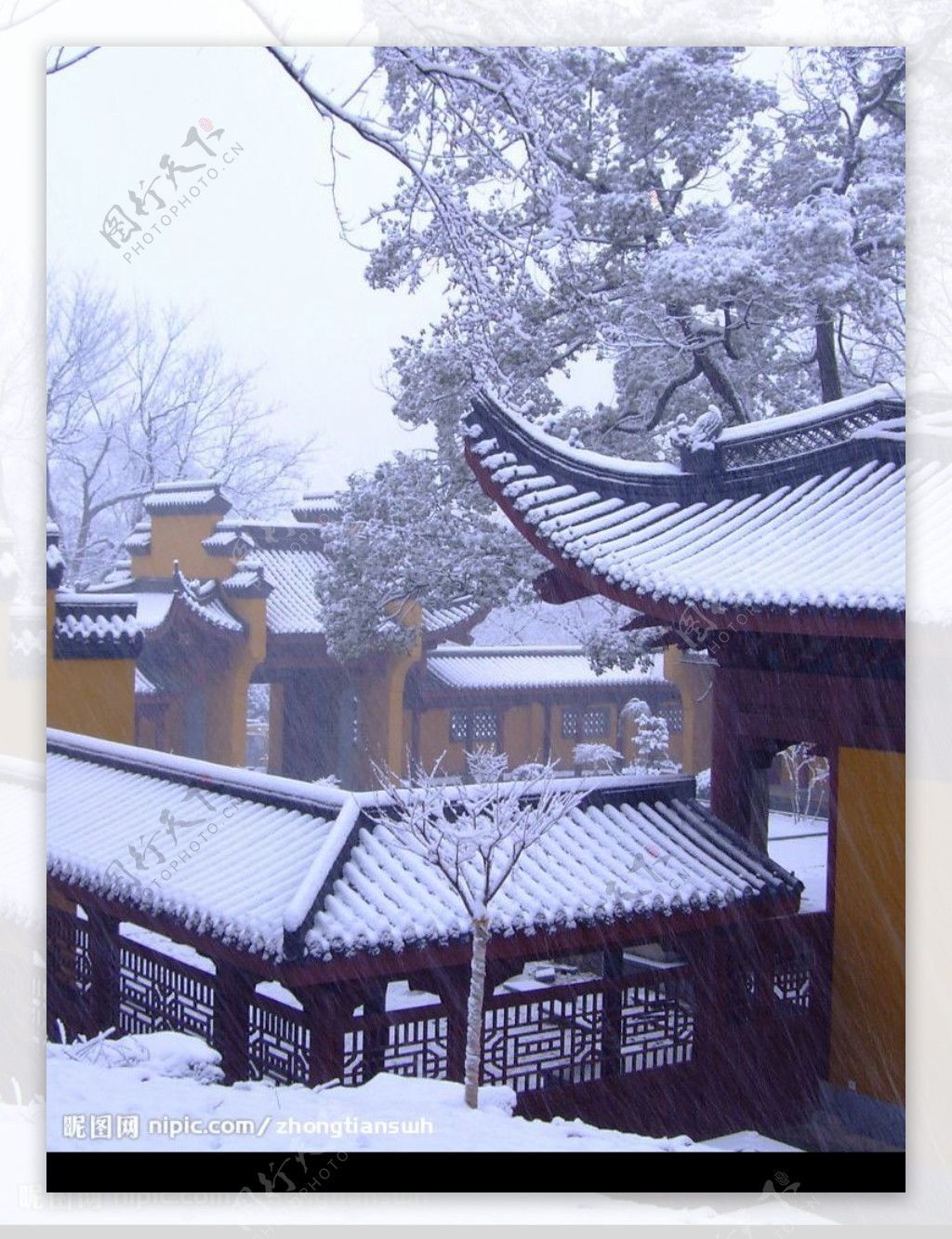 雪后禅寺图片