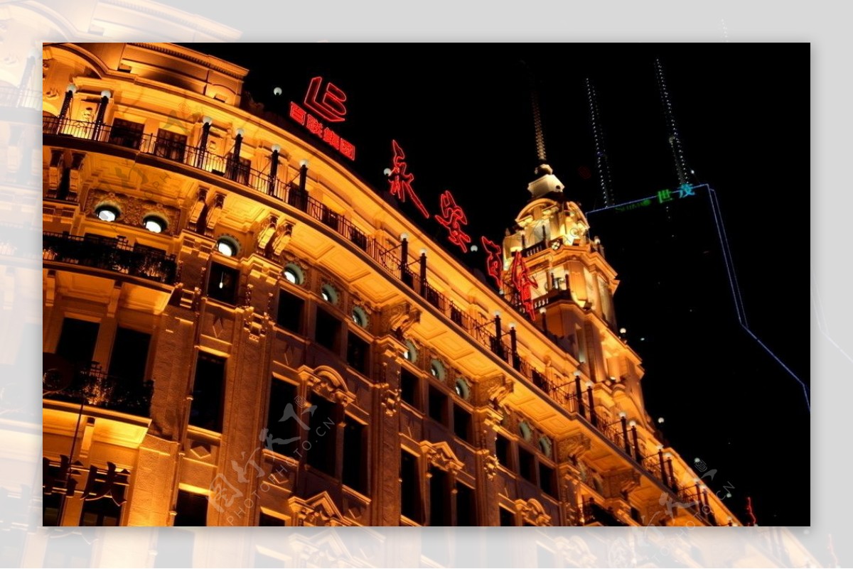 上海南京东路永安公司夜景图片