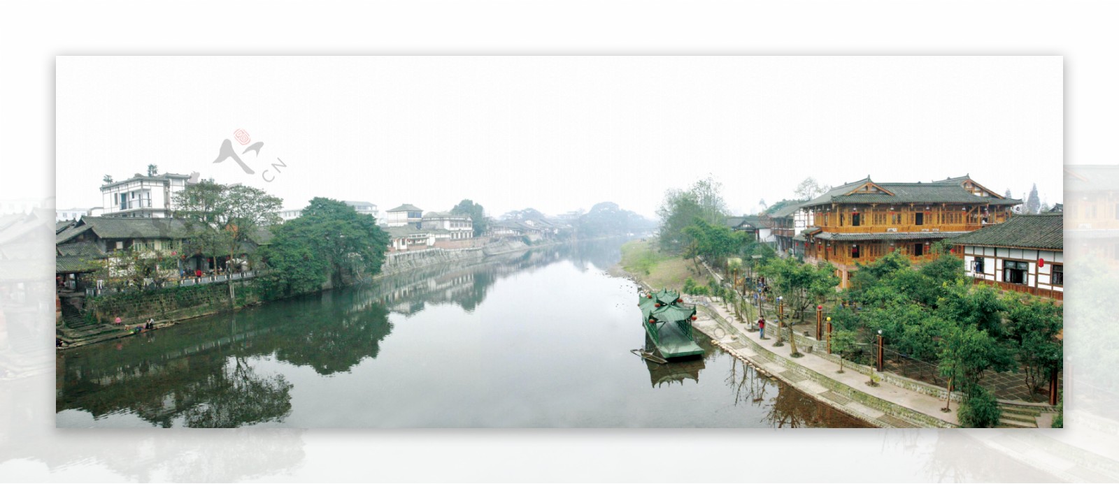平乐古镇河畔风景图片