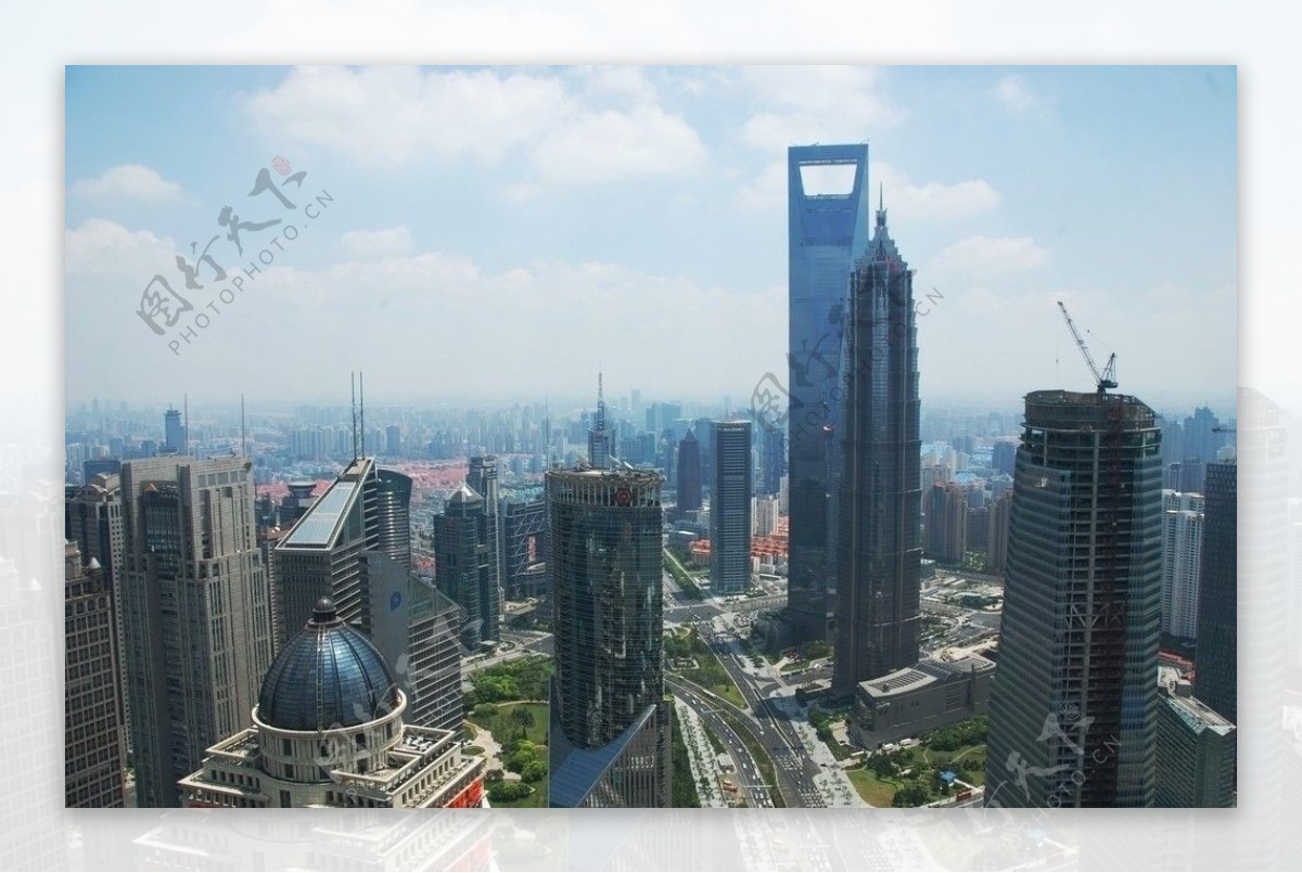 上海陆家嘴金融贸易区俯瞰图片
