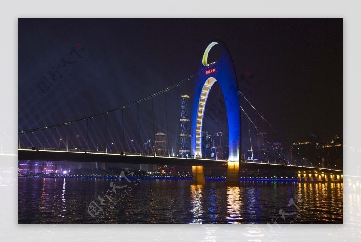广州猎德大桥夜景图片