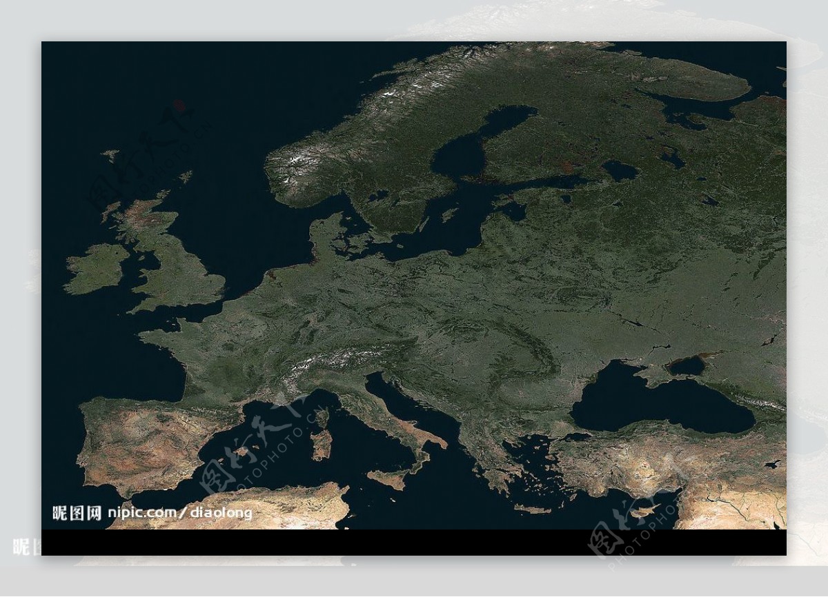 西欧地区无云卫星照片图片