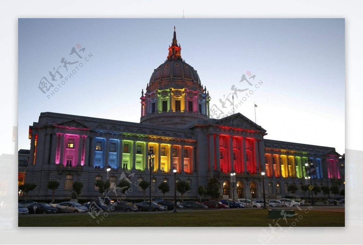 旧金山市政厅夜景图片