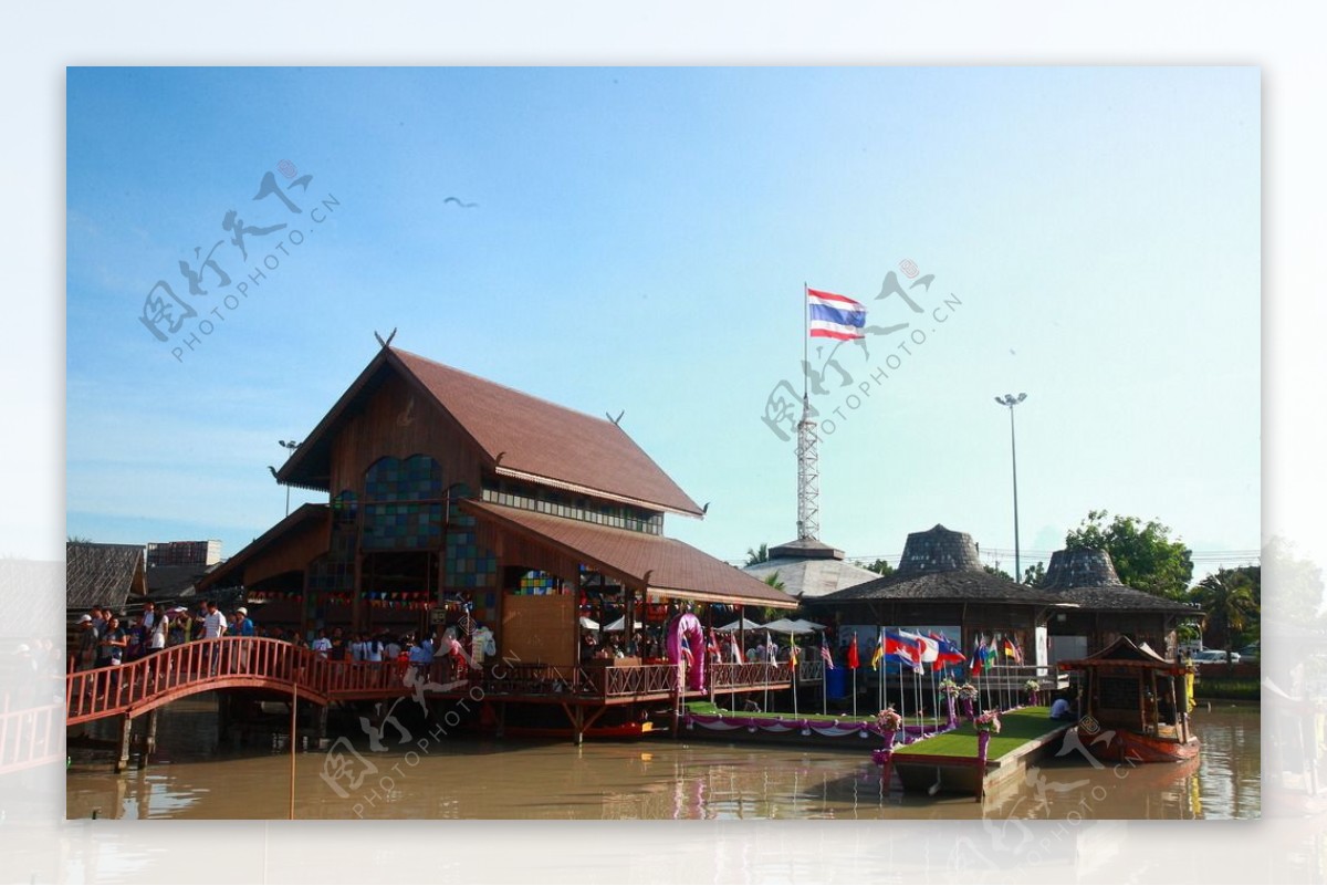 泰国四方水上市场图片