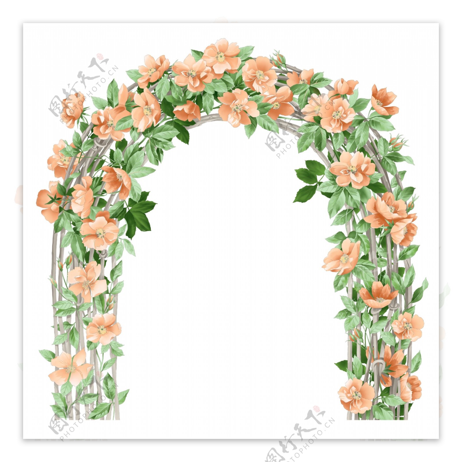 用鲜花装饰的圆形婚礼拱门。晚上的仪式。照片摄影图片_ID:412402124-Veer图库