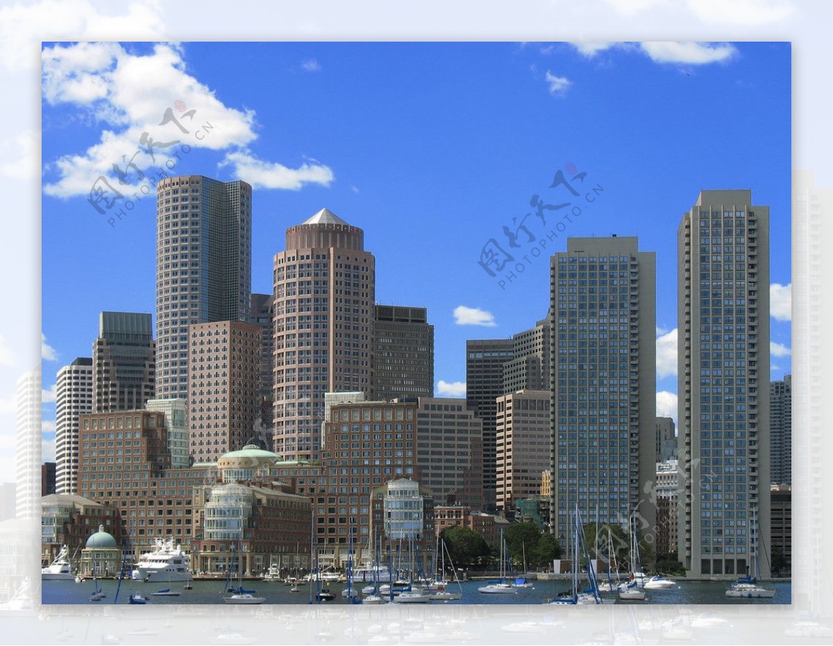 波士顿海岸边高楼群图片