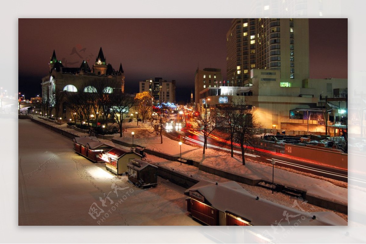 渥太华冬季夜景图片