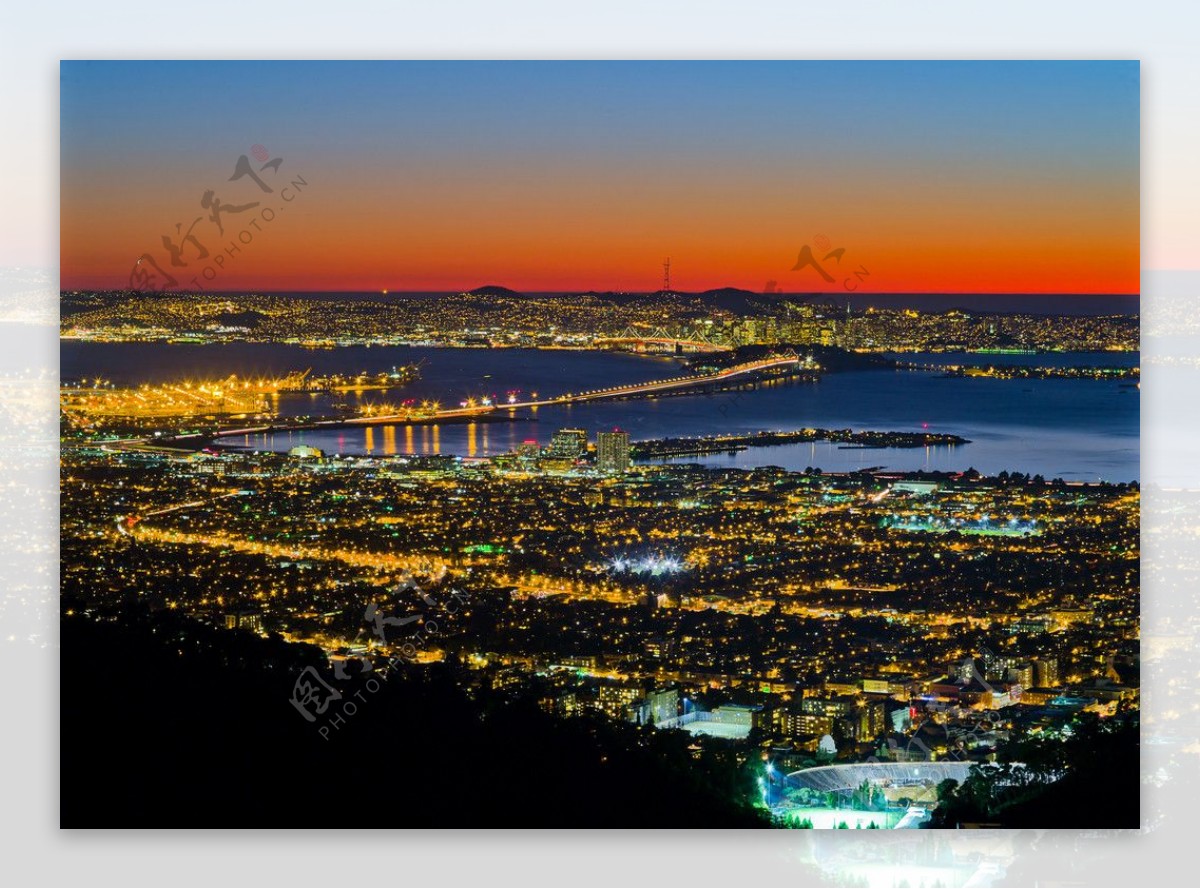 旧金山金门海湾初夜景色图片