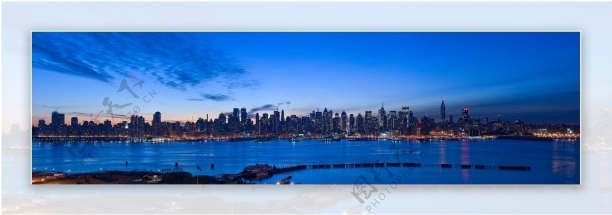 纽约曼哈顿岛夕照图片