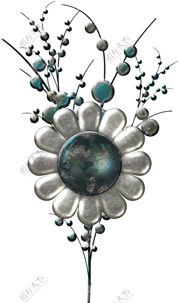 金属花园花朵设计素材图片
