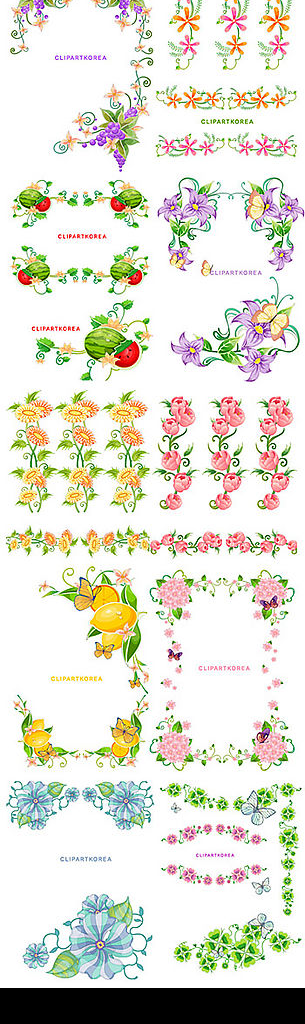 12种韩国花边角花图片