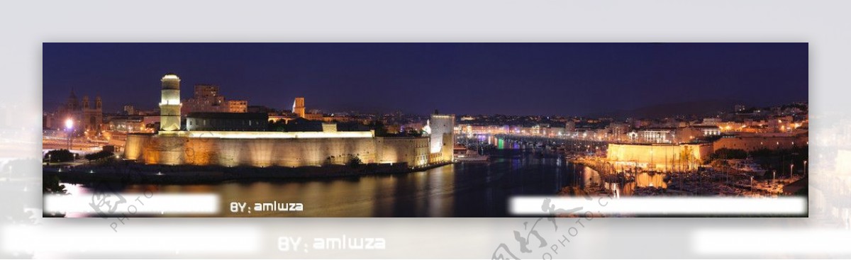 马赛老港夜景全景图片