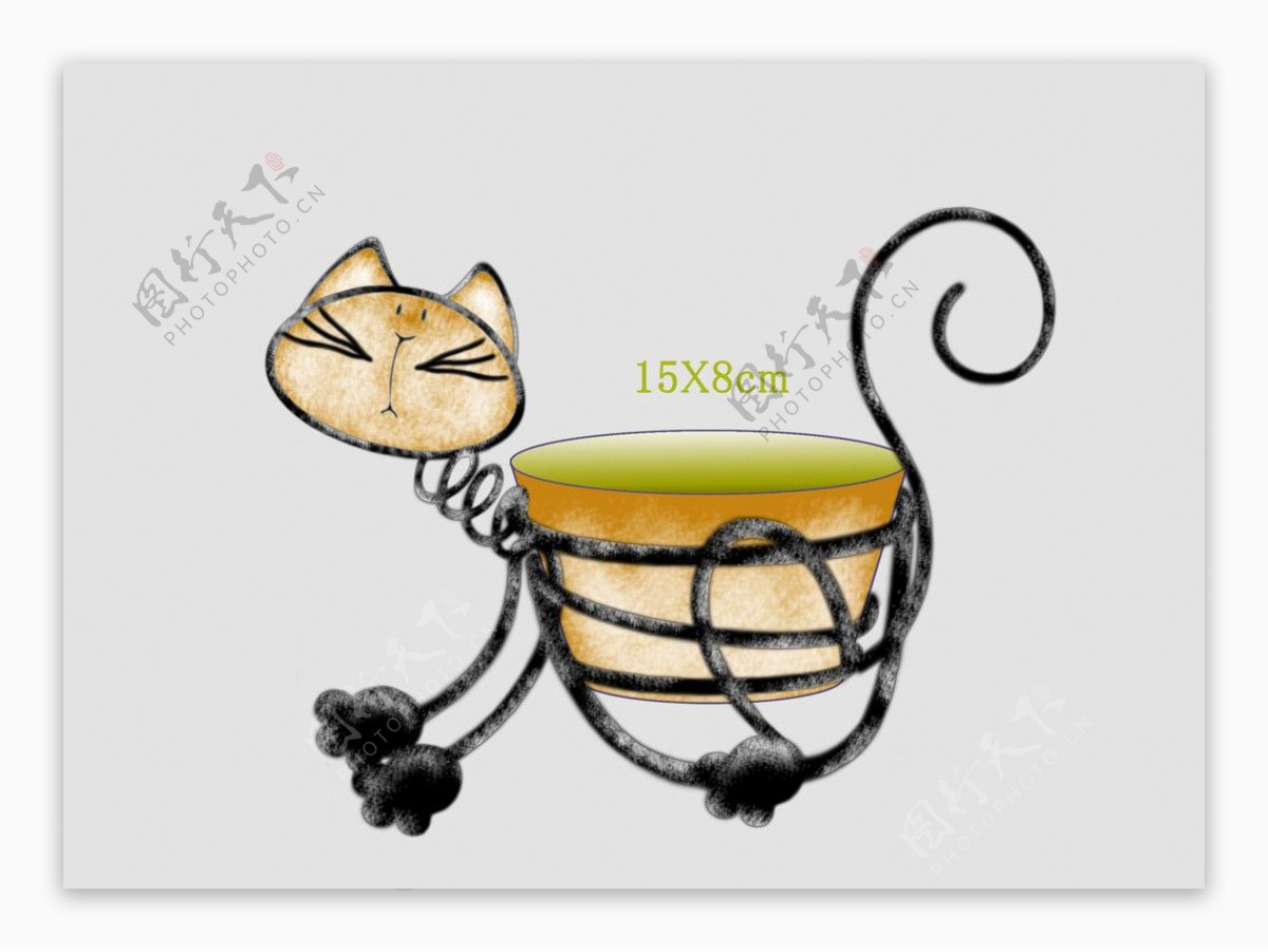 铁艺小猫花缸图片