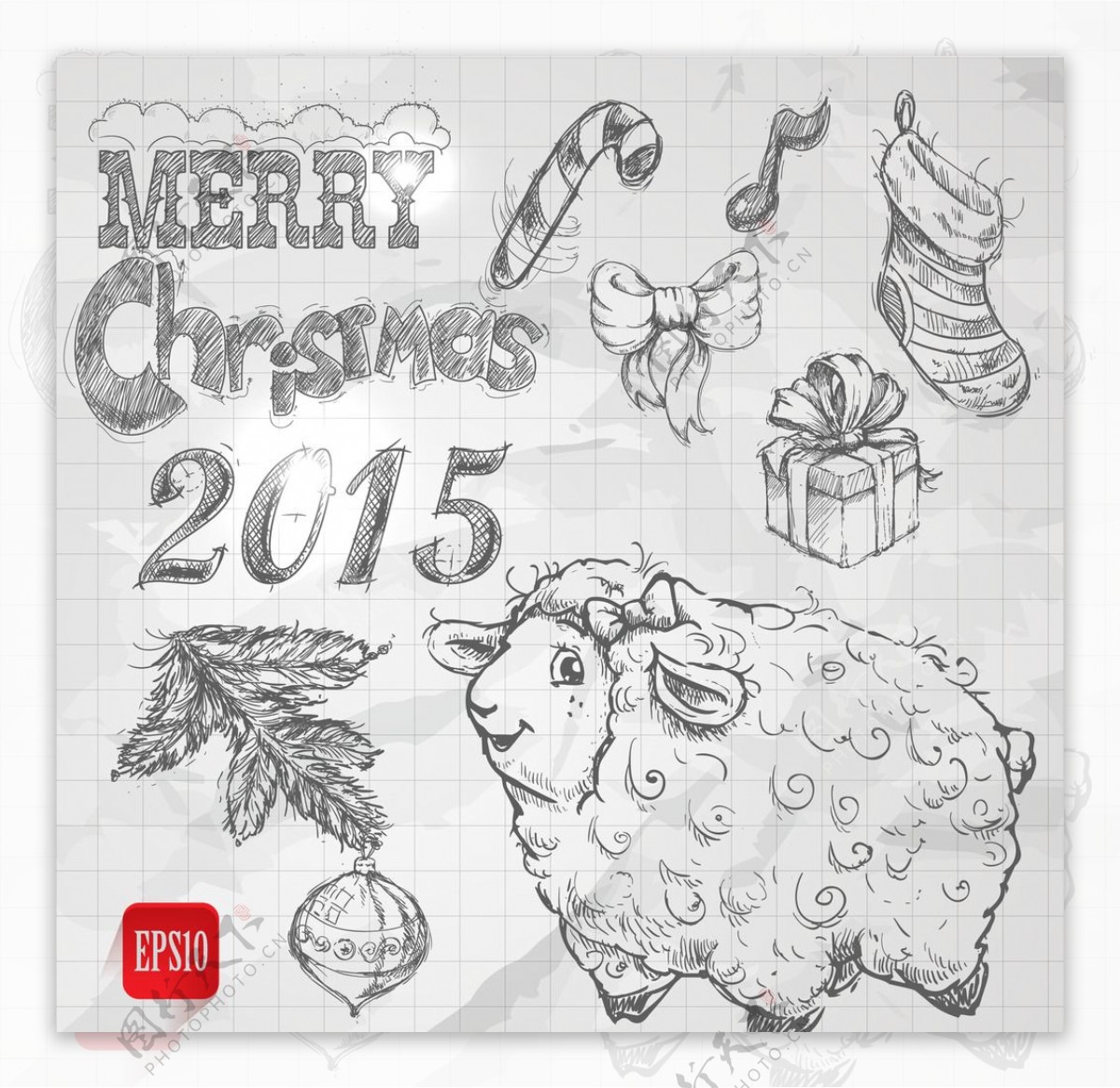 手绘2015羊年图标图片