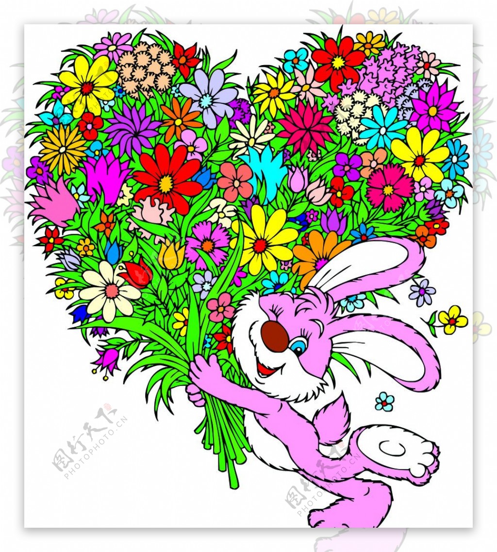 可爱的卡通小兔子矢量素图片