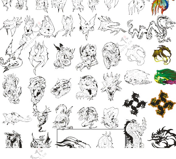 100种纹身龙形图图片