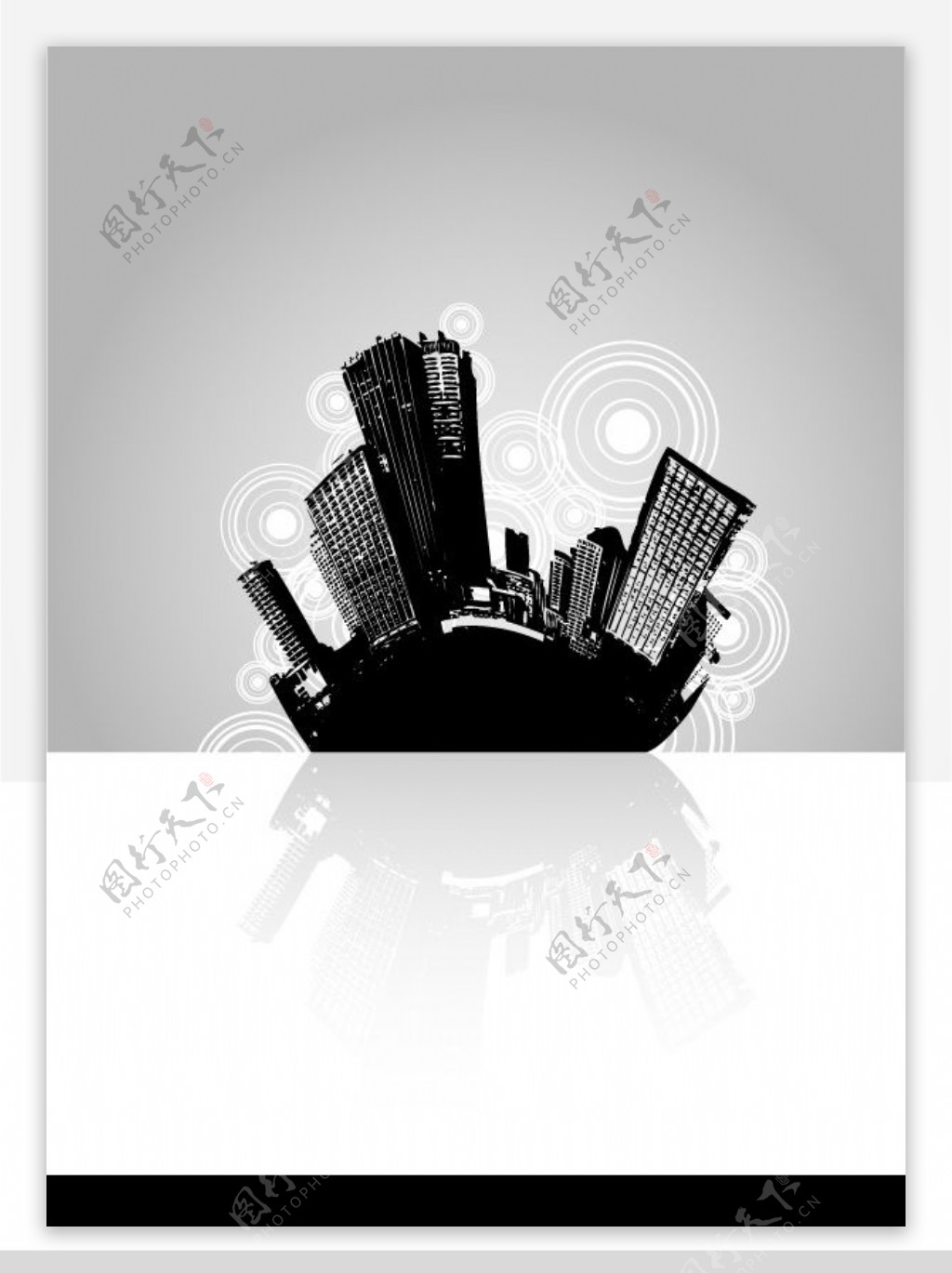 黑白城市与圆形图案矢量素材2图片