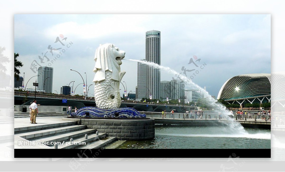 新加坡河口鱼尾狮雕塑图片