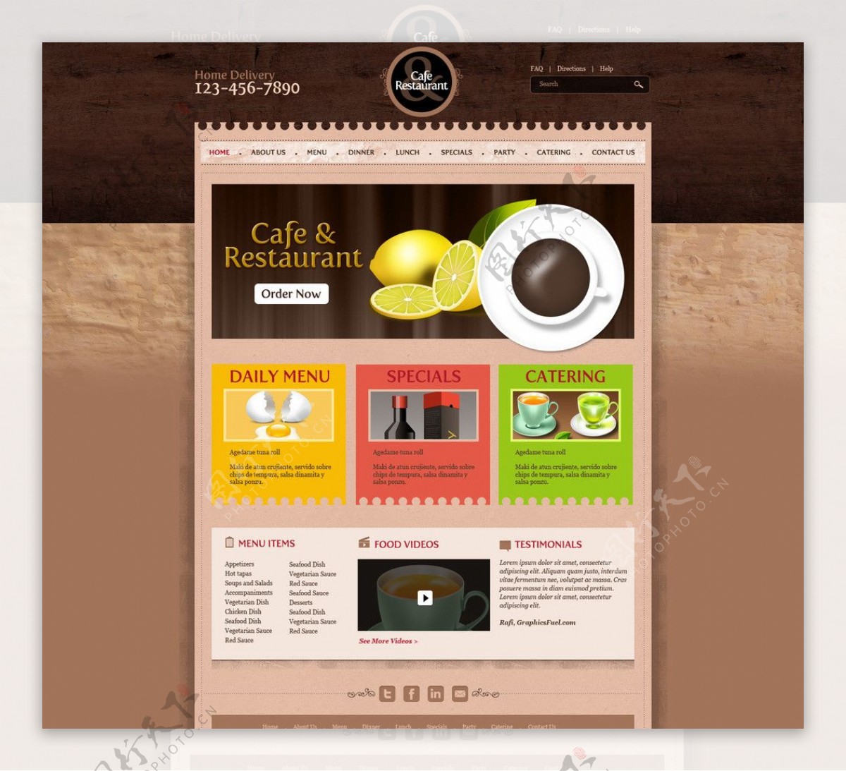 咖啡厅餐馆网页设计图片