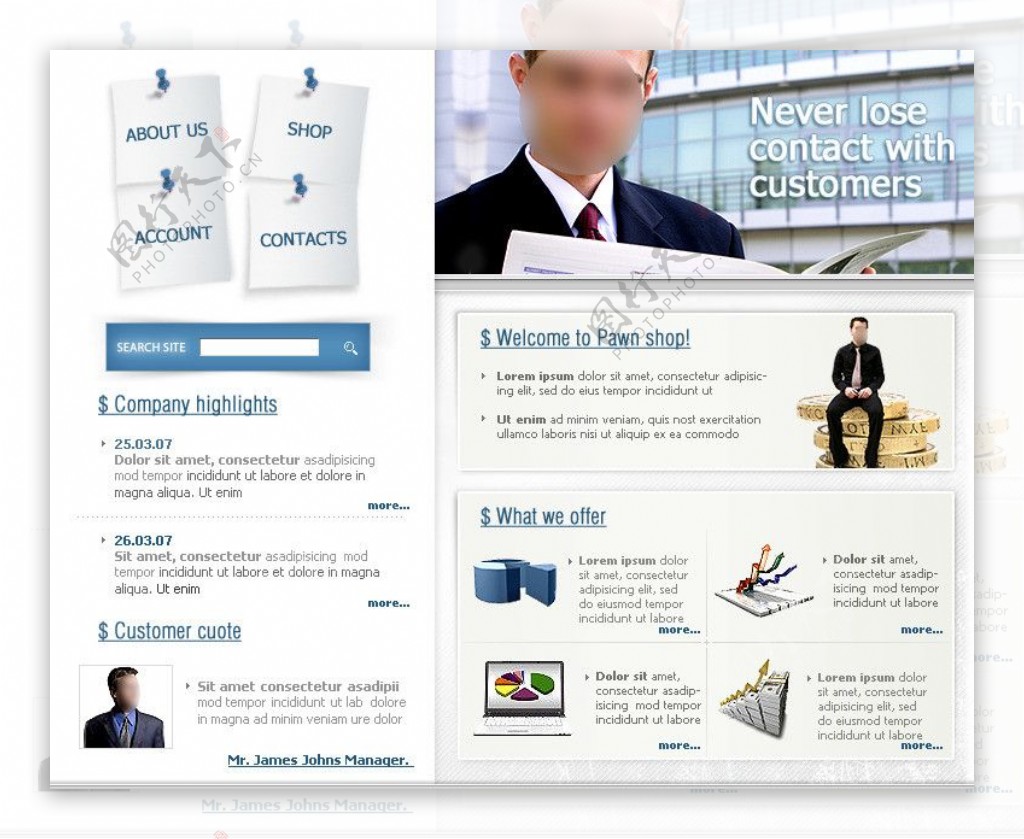金融商务网站模板图片