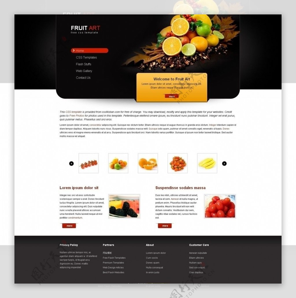 黑色个性食品htmlcss网页模板图片