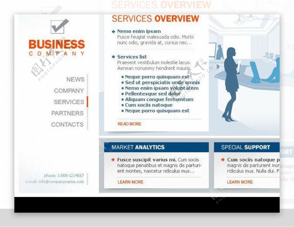 公司企业商务网站欧美网页模板图片