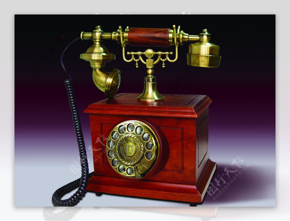 古董木头电话图片