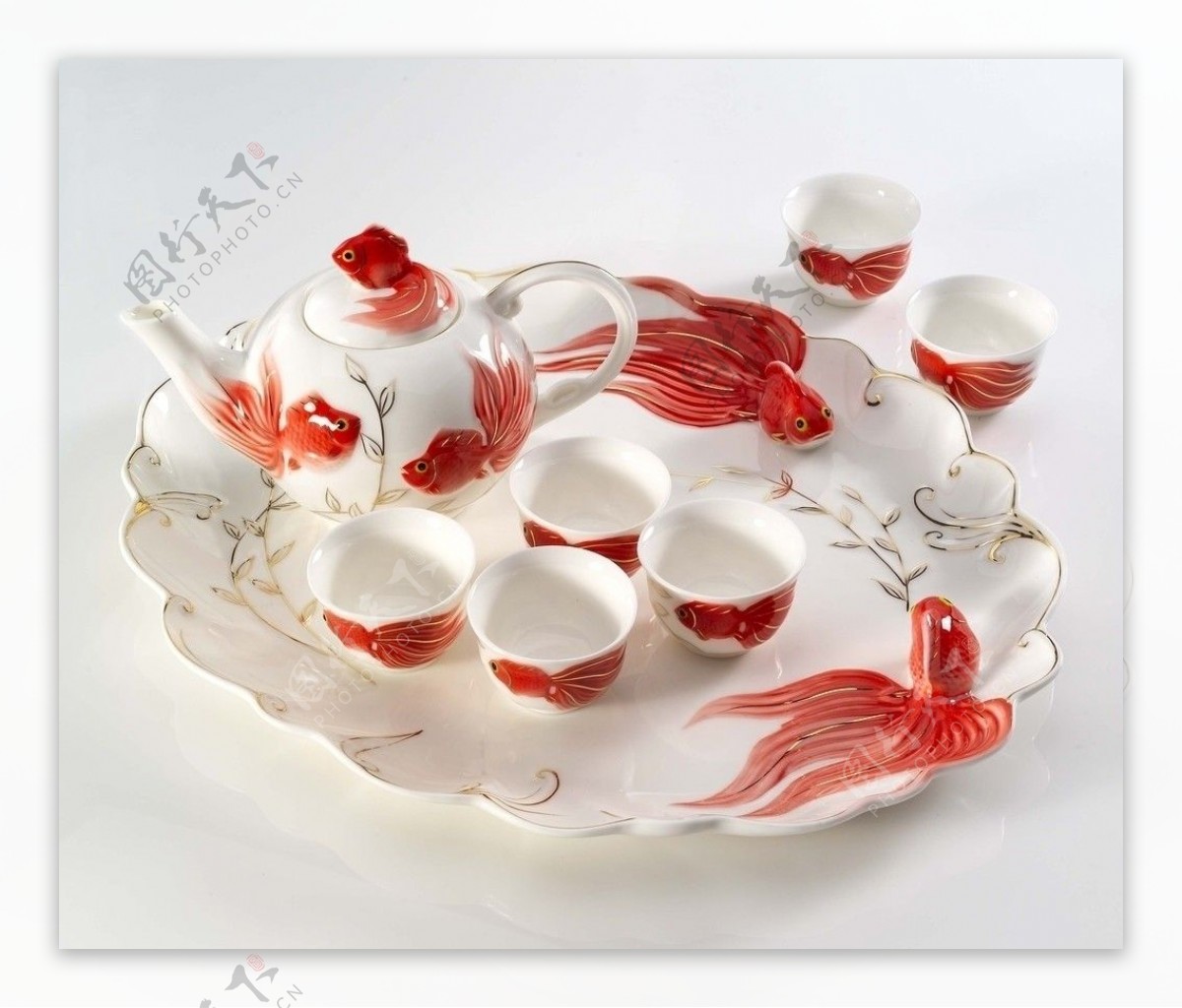 浮雕陶瓷茶具图片