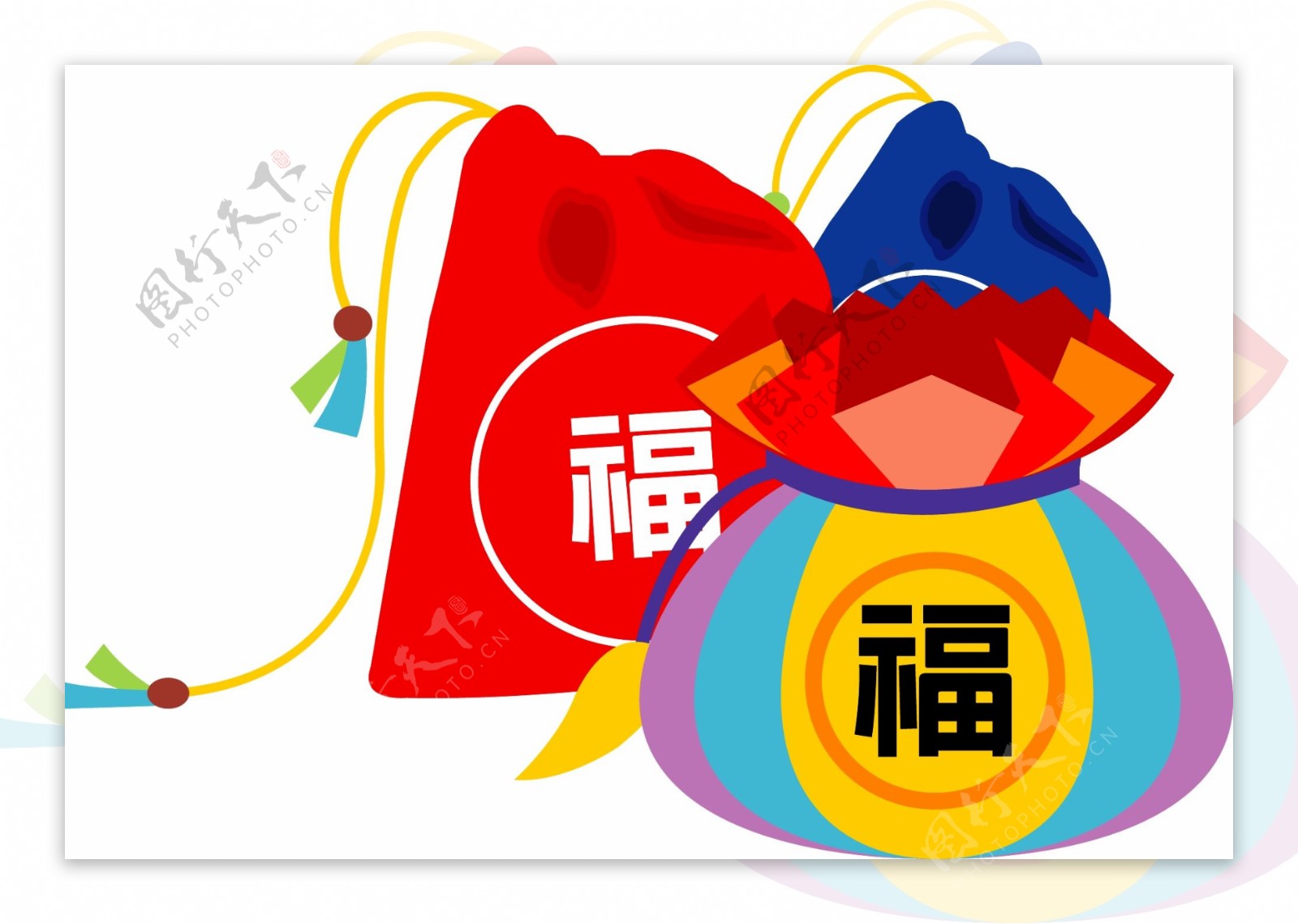 韩国传统新年符号福袋矢量图图片