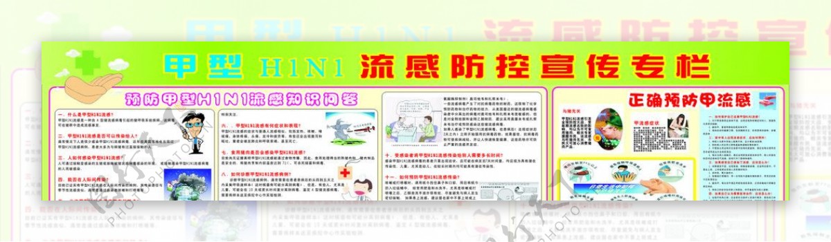 预防H1N1宣传展板图片