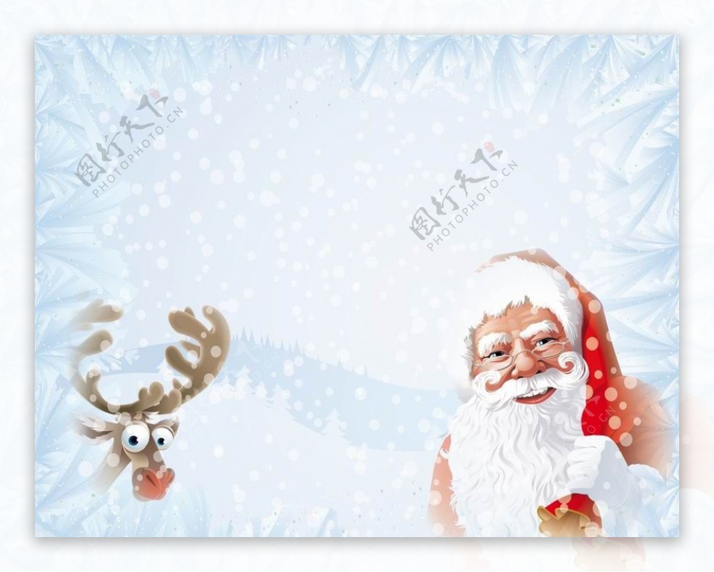 手绘圣诞老人和梅花鹿图片