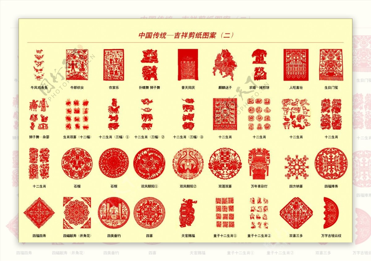 中国吉祥剪纸图案二图片