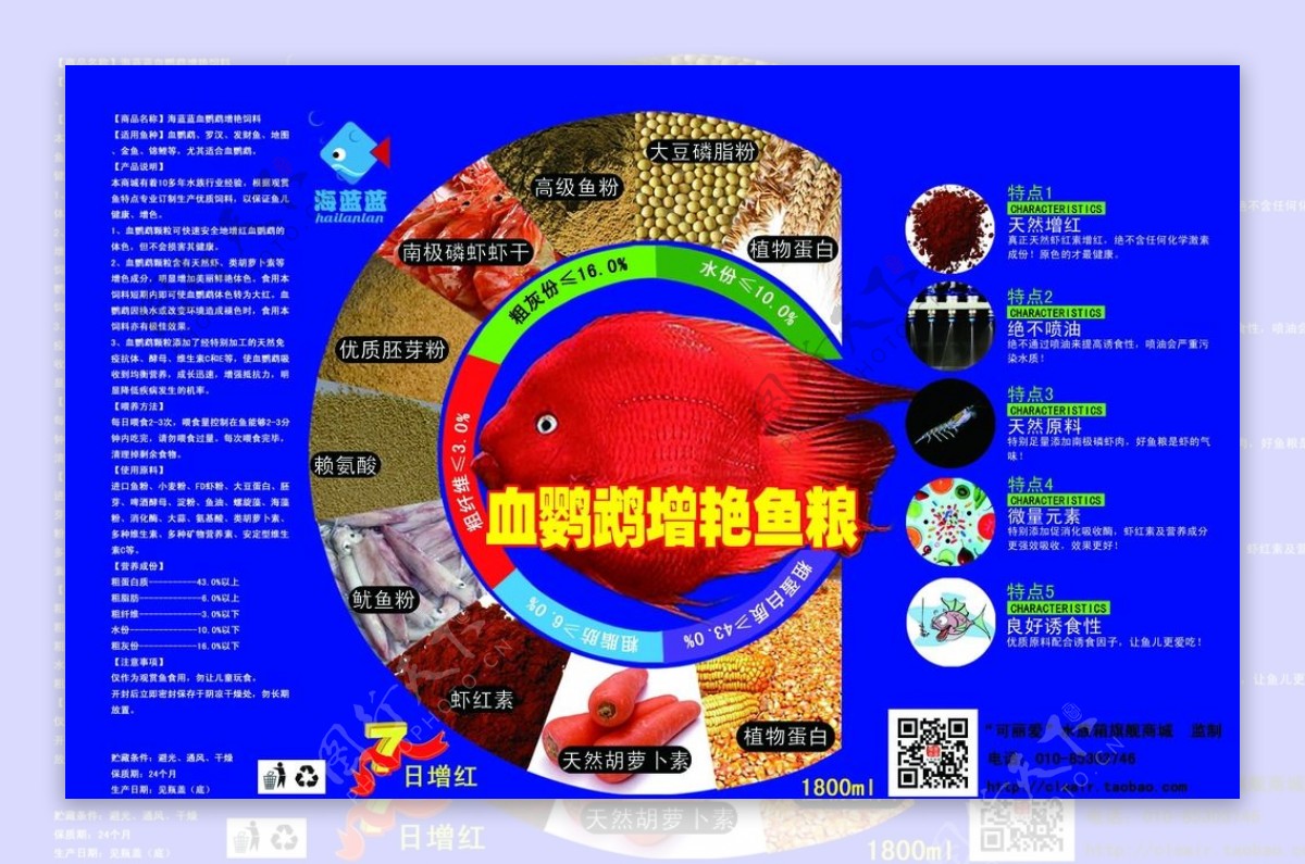 海蓝蓝血鹦鹉鱼饲料标图片