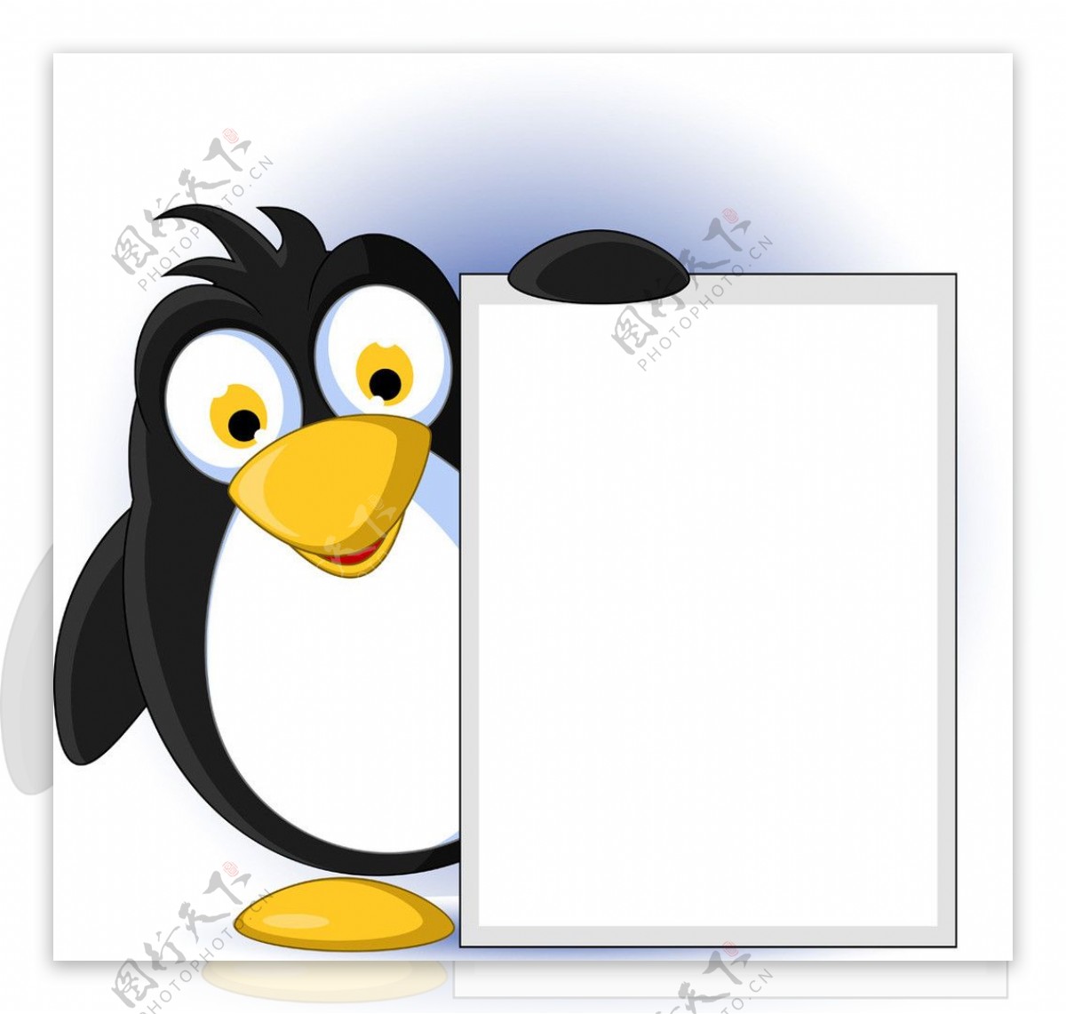 卡通企鹅空白公告栏图片