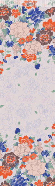 粉色蓝叶花朵围巾图片