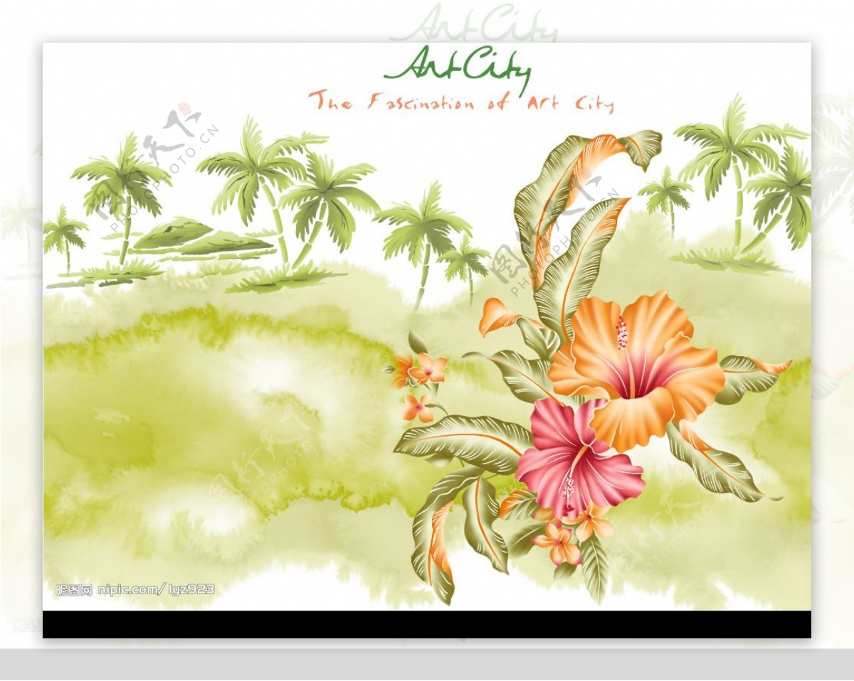 新潮色彩漂亮花纹椰子树图片