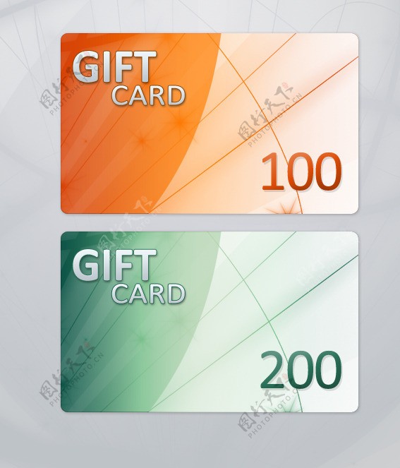橘色绿色代金券卡片图片