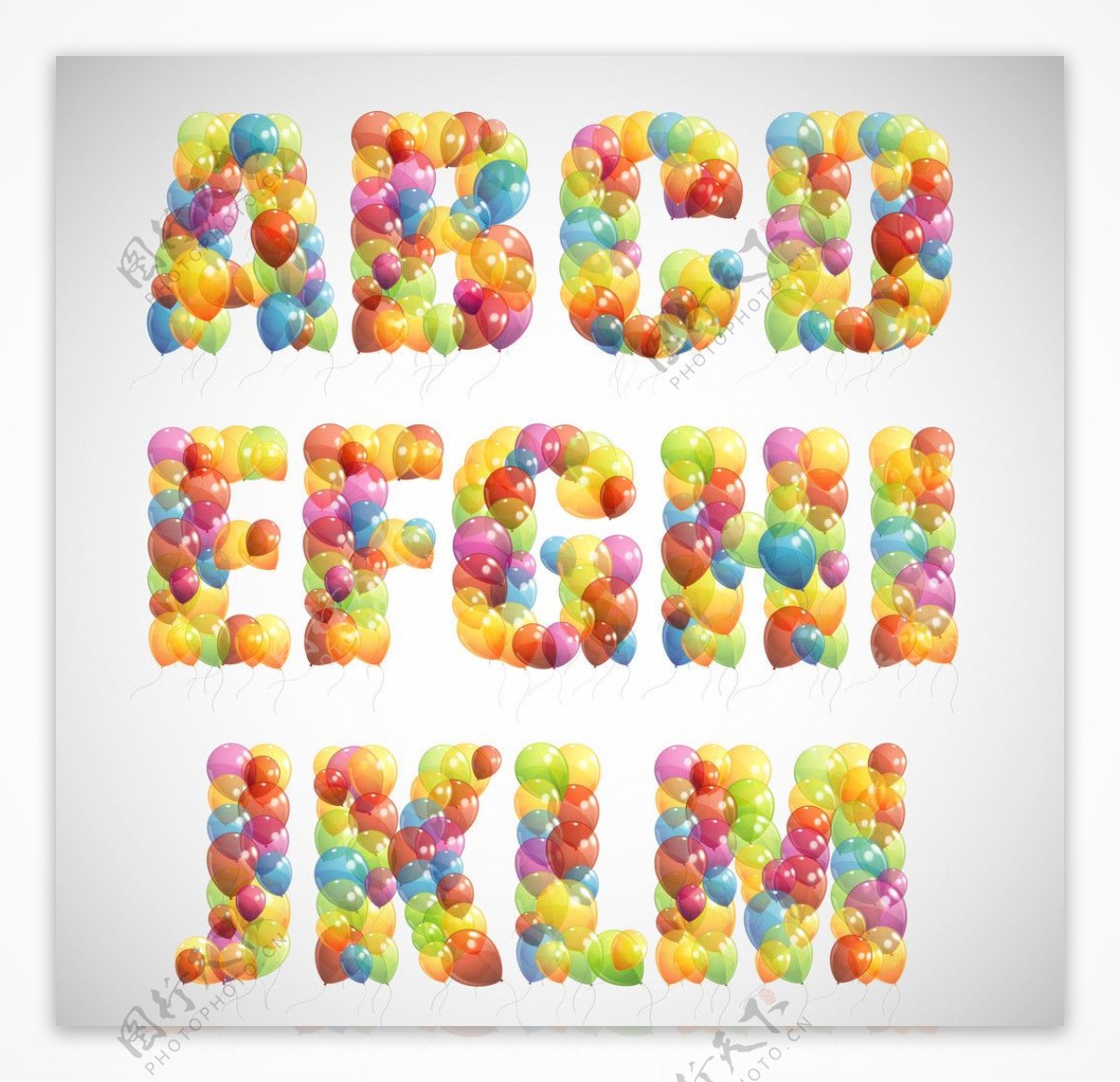3d彩色气球字母图片