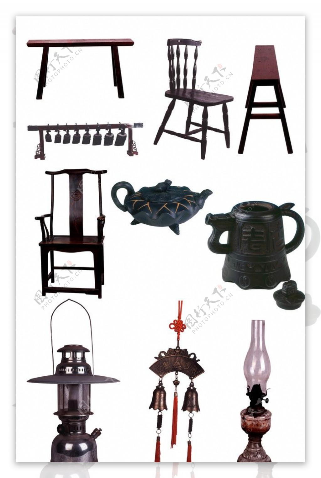 长凳靠椅太师椅茶壶茶具油灯马灯风铃仿古家具图片