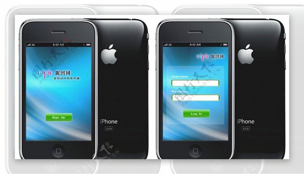 iphone3G手机登录页面设计PSD分层图图片