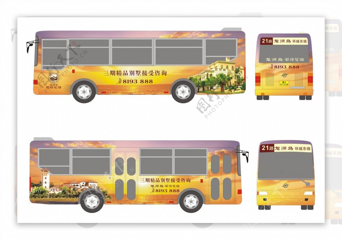 龙洲岛菲诗艾伦公交车广告图片