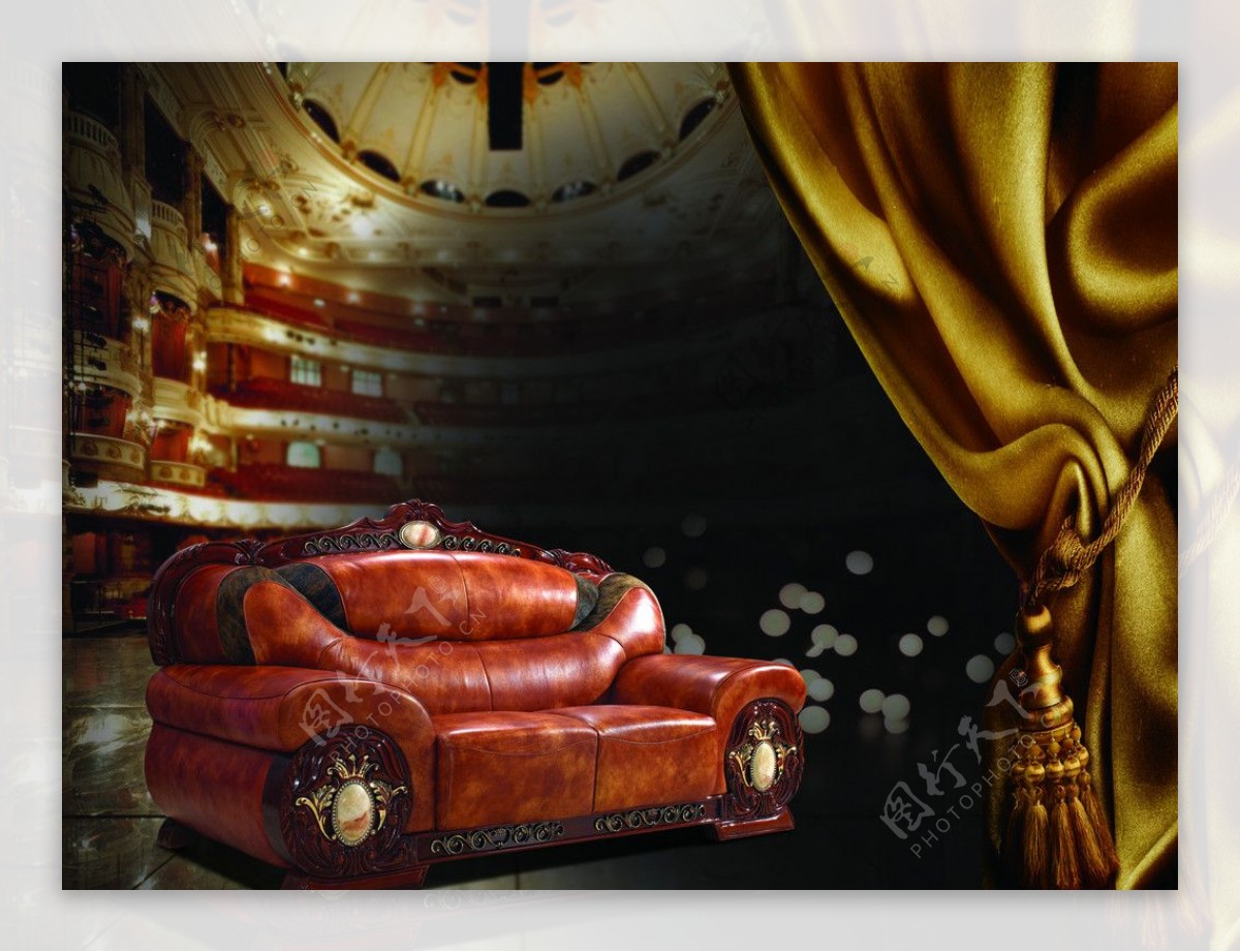 精美的欧式沙发背景喷绘图片