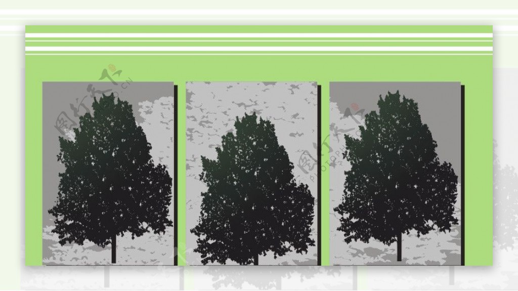 黑色树子抽象无框画图片
