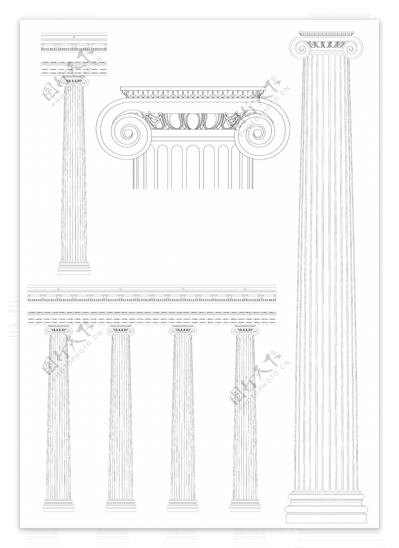 欧式古典柱头矢量素材图片