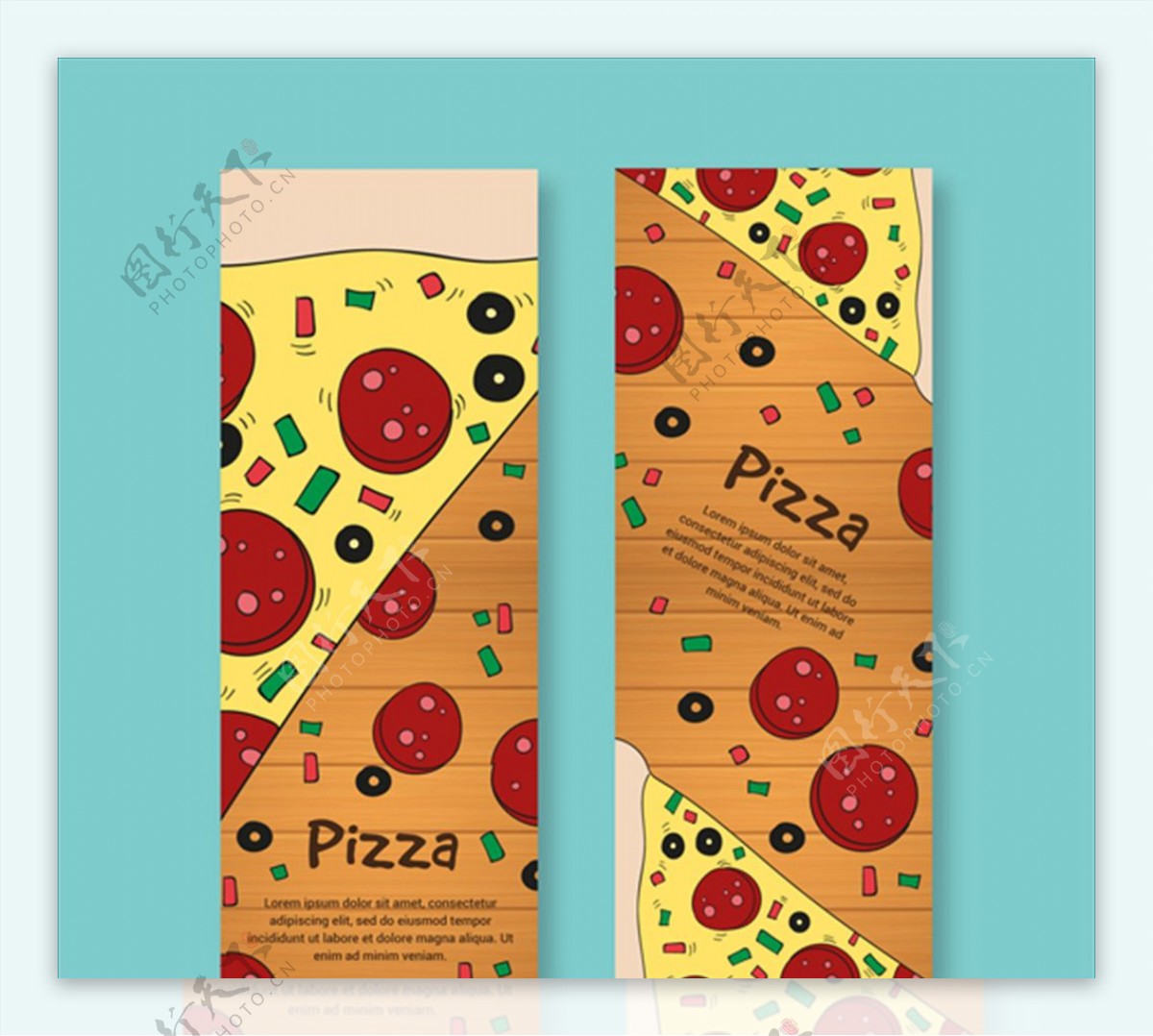 两款美味的披萨海报